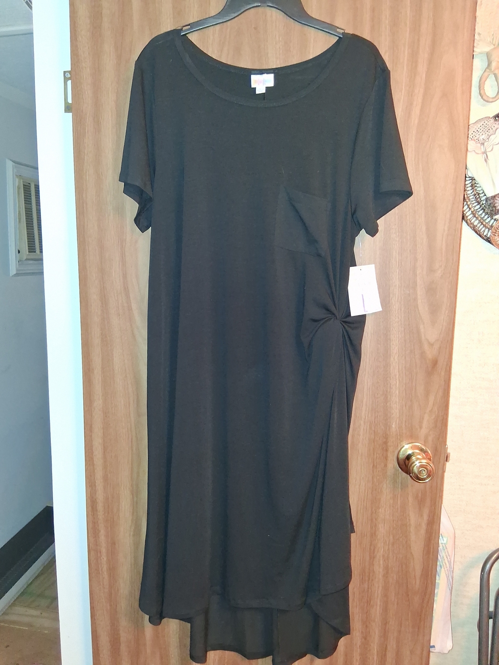 LuLaRoe Black Short Sleeve Side Knot Dress